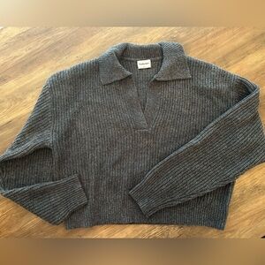 Sunday Best Charcoal Gray Ribbed V-Neck Sweater